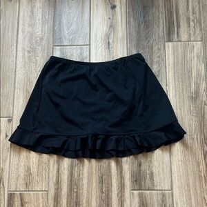 A Shore Fit Black Ruffle Swim Skirt- 16W
